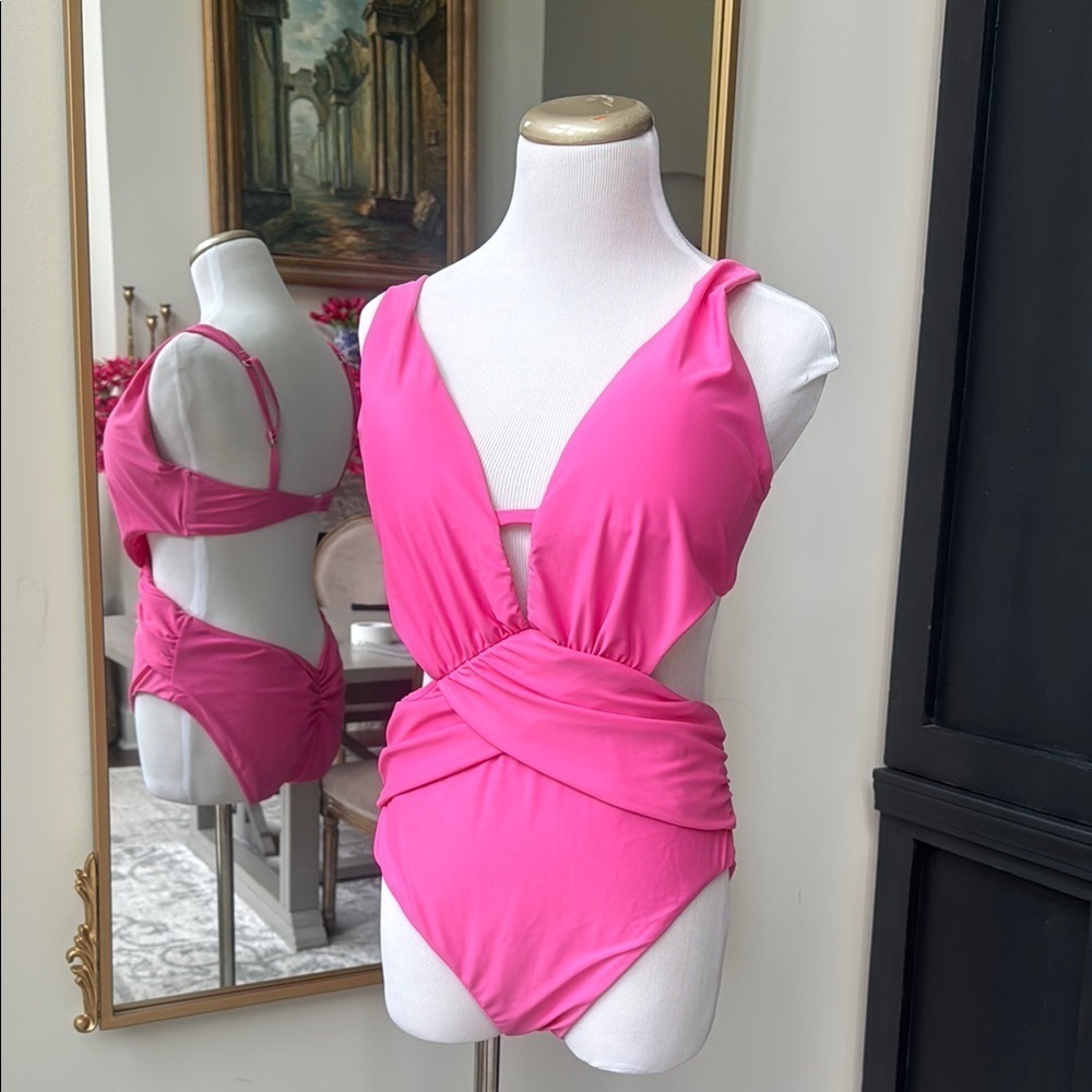 Bar III Tummy Control Vibrant Pink Swimsuit Size Medium